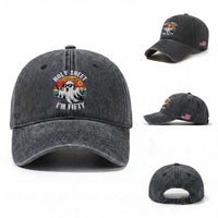 50th Birthday Halloween Ghost Washed Cotton Baseball Cap Holy Sheet I'm Fifty