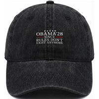 Obama 2028 Since Rules Don't Exist Anymore Washed Cotton Baseball Cap Funny Political Sarcastic Humor