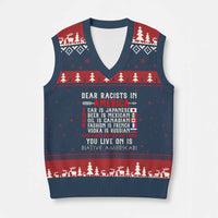 Dear Racists in America You Live On is Native American V-Neck Knit Sweater Vest Anti Racism Indigenous Political Humor