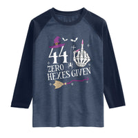 45th Birthday Halloween Raglan Shirt 44 Plus Middle Finger Zero Hexes Given Gift For Women