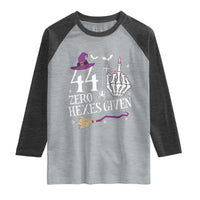45th Birthday Halloween Raglan Shirt 44 Plus Middle Finger Zero Hexes Given Gift For Women