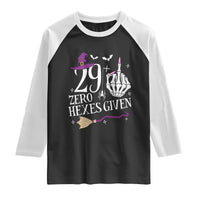 30th Birthday Halloween Raglan Shirt 29 Plus Middle Finger Zero Hexes Given Gift For Women