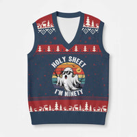 90th Birthday Halloween Ghost V-Neck Knit Sweater Vest Holy Sheet I'm Ninety