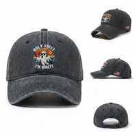 90th Birthday Halloween Ghost Washed Cotton Baseball Cap Holy Sheet I'm Ninety