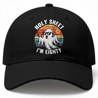 80th Birthday Halloween Ghost Baseball Cap Holy Sheet I'm Eighty