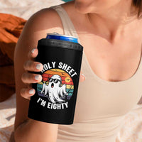 80th Birthday Halloween Ghost 4 in 1 Can Cooler Tumbler Holy Sheet I'm Eighty