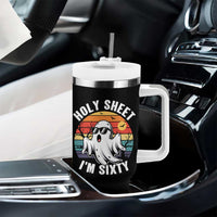 60th Birthday Halloween Ghost Tumbler With Handle Holy Sheet I'm Sixty