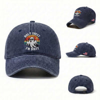 60th Birthday Halloween Ghost Washed Cotton Baseball Cap Holy Sheet I'm Sixty