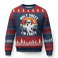 40th Birthday Halloween Ghost Ugly Christmas Sweater Holy Sheet I'm Forty
