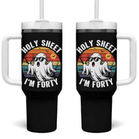 40th Birthday Halloween Ghost Tumbler With Handle Holy Sheet I'm Forty