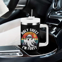 40th Birthday Halloween Ghost Tumbler With Handle Holy Sheet I'm Forty