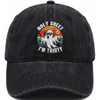 30th Birthday Halloween Ghost Washed Cotton Baseball Cap Holy Sheet I'm Thirty