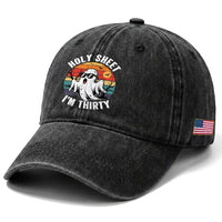 30th Birthday Halloween Ghost Washed Cotton Baseball Cap Holy Sheet I'm Thirty