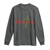 Christian Christmas Long Sleeve Shirt Cross Lights Faith - Wonder Print Shop
