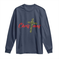 Christian Christmas Long Sleeve Shirt Cross Lights Faith - Wonder Print Shop