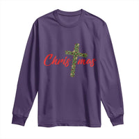 Christian Christmas Long Sleeve Shirt Cross Lights Faith - Wonder Print Shop