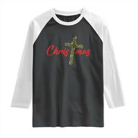 Christian Christmas Raglan Shirt Cross Lights Faith - Wonder Print Shop