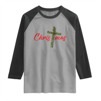 Christian Christmas Raglan Shirt Cross Lights Faith - Wonder Print Shop