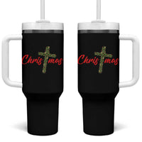 Christian Christmas Tumbler With Handle Cross Lights Faith - Wonder Print Shop