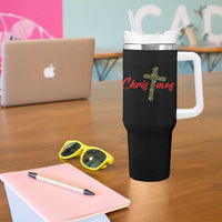 Christian Christmas Tumbler With Handle Cross Lights Faith - Wonder Print Shop