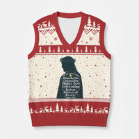 Christian Jesus V-Neck Knit Sweater Vest Cross Bible Verse Inspirational Isalah 9:6 - Wonder Print Shop