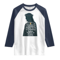 Christian Jesus Raglan Shirt Cross Bible Verse Inspirational Isalah 9:6 - Wonder Print Shop