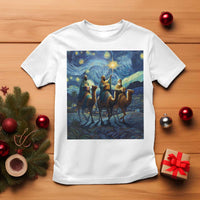 Three Kings T Shirt Nativity Scene Starry Night Christian Christmas - Wonder Print Shop