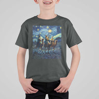Three Kings T Shirt For Kid Nativity Scene Starry Night Christian Christmas - Wonder Print Shop