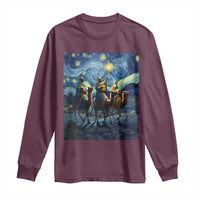 Three Kings Long Sleeve Shirt Nativity Scene Starry Night Christian Christmas - Wonder Print Shop