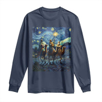 Three Kings Long Sleeve Shirt Nativity Scene Starry Night Christian Christmas - Wonder Print Shop