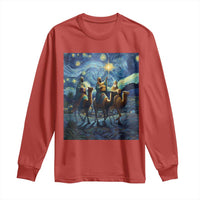 Three Kings Long Sleeve Shirt Nativity Scene Starry Night Christian Christmas - Wonder Print Shop