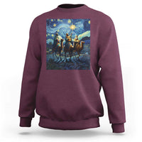 Three Kings Sweatshirt Nativity Scene Starry Night Christian Christmas - Wonder Print Shop