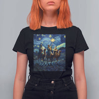 Three Kings T Shirt For Women Nativity Scene Starry Night Christian Christmas - Wonder Print Shop