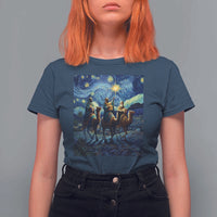 Three Kings T Shirt For Women Nativity Scene Starry Night Christian Christmas - Wonder Print Shop