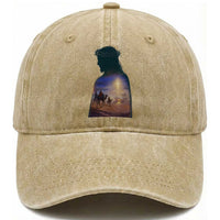 Three Wise Men Nativity Scene Washed Cotton Baseball Cap Christian Jesus Faith