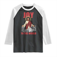 Jesus Christmas Raglan Shirt Joy To The World Christian - Wonder Print Shop