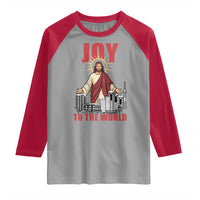 Jesus Christmas Raglan Shirt Joy To The World Christian - Wonder Print Shop