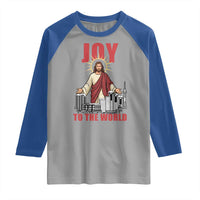 Jesus Christmas Raglan Shirt Joy To The World Christian - Wonder Print Shop