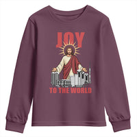 Jesus Christmas Youth Sweatshirt Joy To The World Christian - Wonder Print Shop