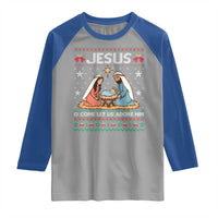Nativity Scene Christmas Raglan Shirt Baby Jesus Christian Xmas - Wonder Print Shop