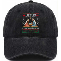 Nativity Scene Christmas Washed Cotton Baseball Cap Baby Jesus Christian Xmas