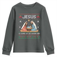 Nativity Scene Christmas Youth Sweatshirt Baby Jesus Christian Xmas - Wonder Print Shop