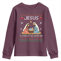 Nativity Scene Christmas Youth Sweatshirt Baby Jesus Christian Xmas - Wonder Print Shop