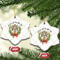 Cross Xmas Ceramic Ornament O Come Let Us Adove Him - Wonder Print Shop