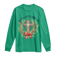 Cross Christmas Long Sleeve Shirt O Come Let Us Adove Him - Wonder Print Shop