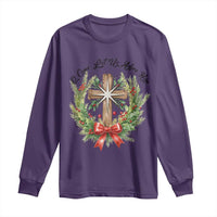 Cross Christmas Long Sleeve Shirt O Come Let Us Adove Him - Wonder Print Shop
