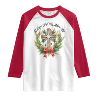 Cross Christmas Raglan Shirt O Come Let Us Adove Him - Wonder Print Shop
