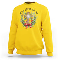 Cross Christmas Sweatshirt O Come Let Us Adove Him - Wonder Print Shop
