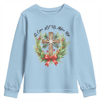 Cross Christmas Youth Sweatshirt O Come Let Us Adove Him - Wonder Print Shop