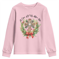 Cross Christmas Youth Sweatshirt O Come Let Us Adove Him - Wonder Print Shop